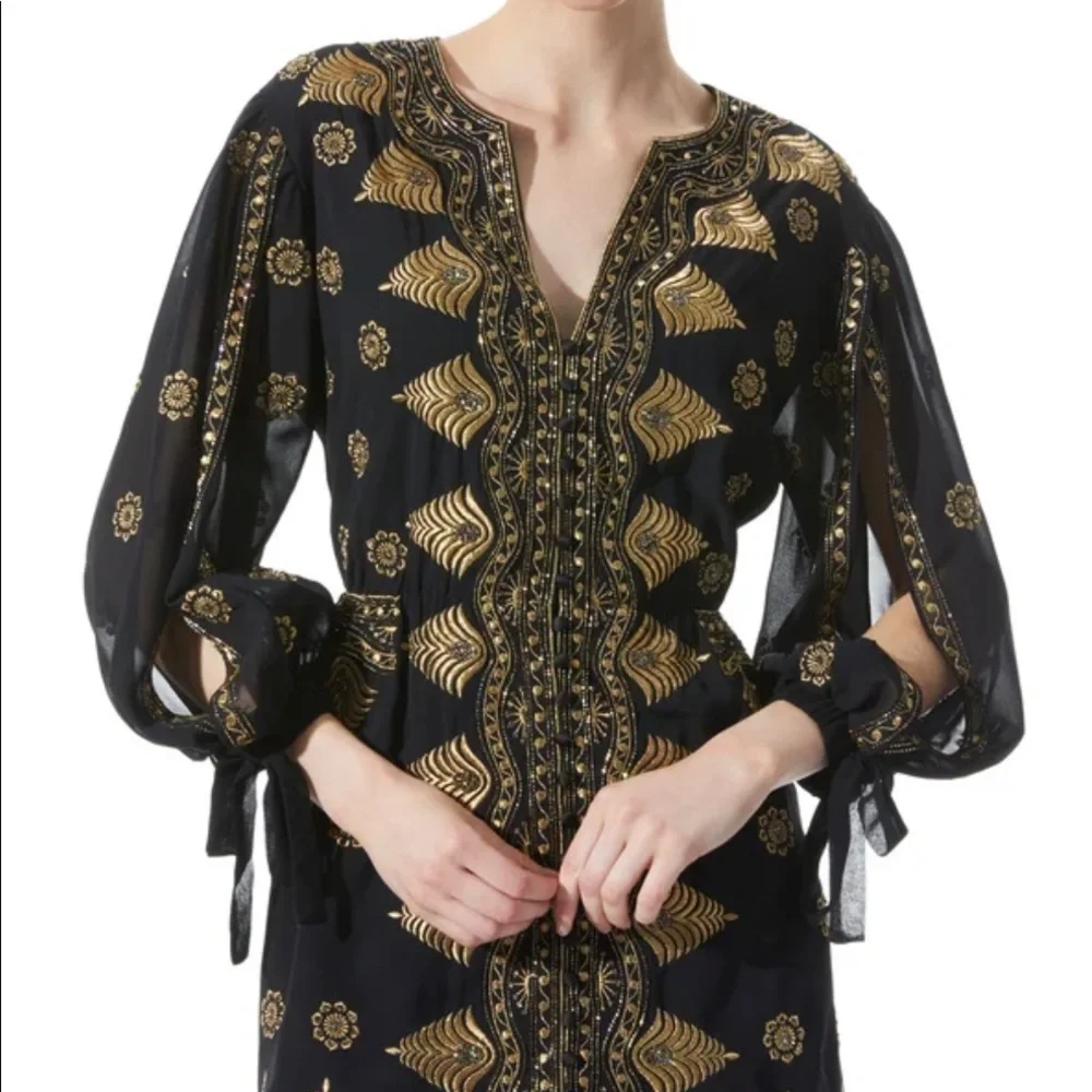 ALICE + OLIVIA ZIA EMBELLISHED DROP SHOULDER MINI DRESS SIZE MEDIUM NWOT - Picture 3 of 5